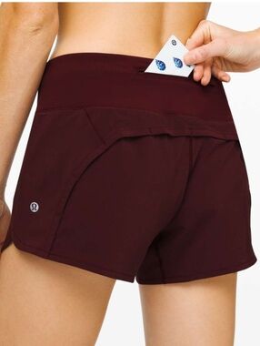 Lululemon Speed Up Shorts Womens Size 6 Burgundy Running Athletic Lined